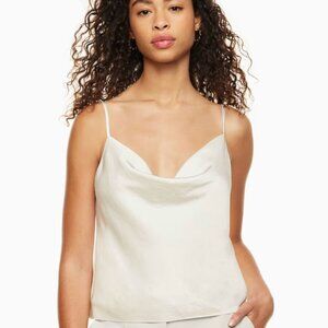 Aritzia XXS White/Cream Satin Cowlneck Camisole